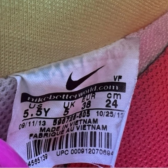 Nike Air Force 1 GS “Fruity Pebbles” Crimson Pink Fluid Shoes Girls Size 5.5 - Picture 5 of 8